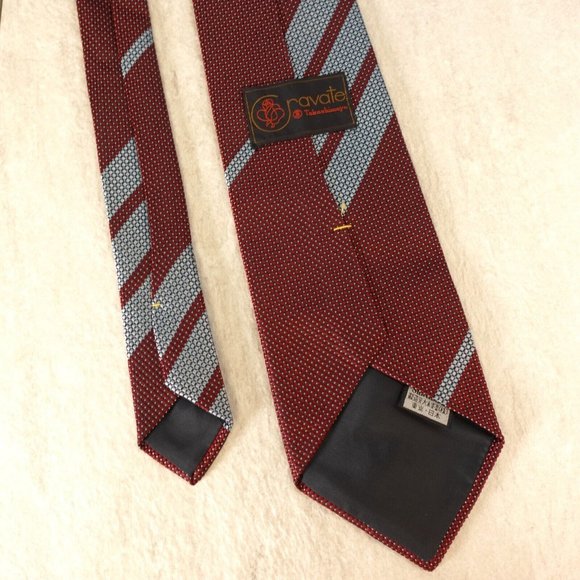 TAKASHIMAYA Men's Red Wine Light Blue Striped Neck Tie Business Classic Textured - Picture 6 of 13
